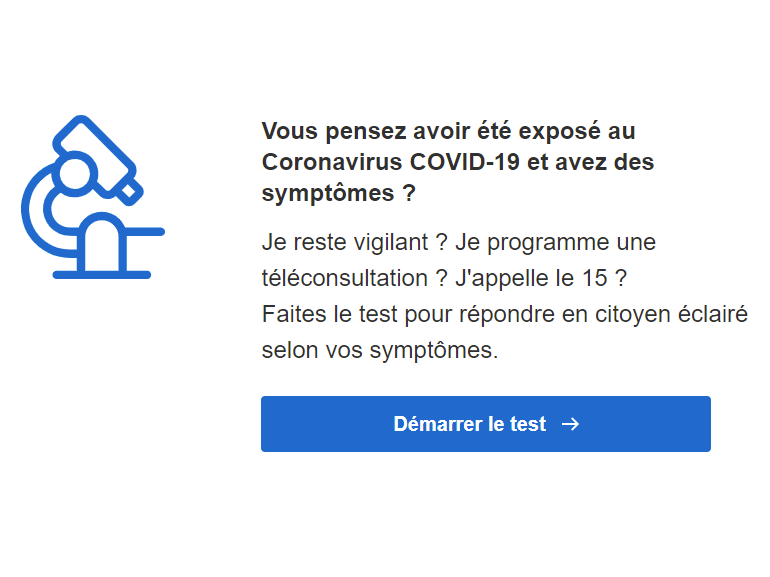 Coronavirus : Un site propose un test en ligne pour vous orienter